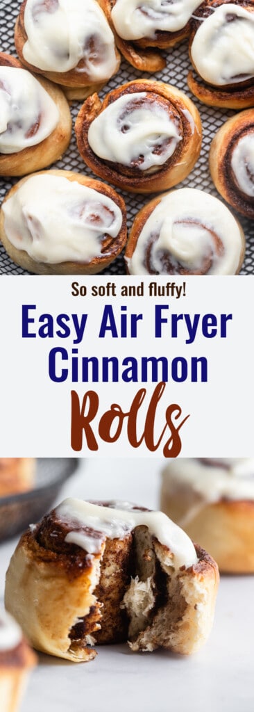 Air Fryer Cinnamon Rolls collage photo