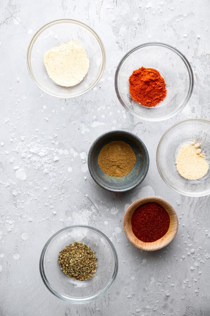 Whole30 Taco Seasoning ingredients in small bowls
