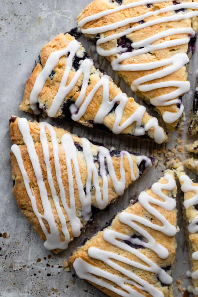 a round of Gluten Free Scones with Blueberries with glaze